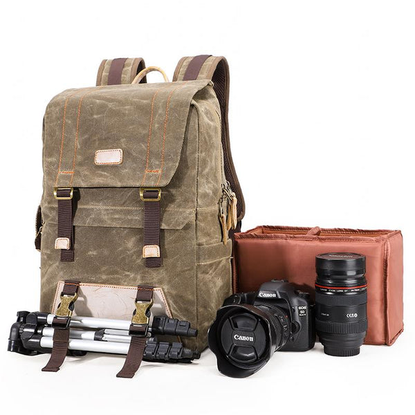 Green CANVAS WATERPROOF MENS 15'' CANON CAMERA BACKPACK LARGE NIKON CAMERA BAG DSLR CAMERA BAG FOR MEN - imessengerbags