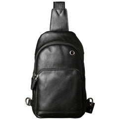 Genuine Leather Mens Cool Chest Bag Sling Bag Crossbody Bag Travel Bag Hiking Bag for men - imessengerbags