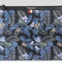Handmade Leather Mens Clutch Parrots Cool Slim Wallet Zipper Clutch Wristlet Wallet for Men