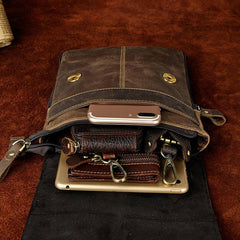 Mens Leather Small COURIER BAG Side Bag Waist Pouch Holster Belt Case Belt Pouch for Men - imessengerbags