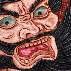 Handmade Leather Mens Clutch Wallet Cool Zhong Kui Tooled Wallet Long Zipper Wallets for Men - imessengerbags