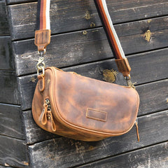 Brown LEATHER MEN'S Small Side bag Brown Saddle Bag MESSENGER BAG Brown Courier Bag FOR MEN