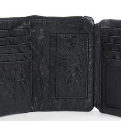 Handmade Leather Mens Cool Long Leather Wallet Trifold Clutch Wallet for Men