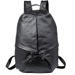 Black Fashion Mens Leather 15-inches Large Backpacks Coffee Travel Backpacks School Backpacks for men