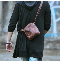 Black Leather Mens Casual Mini Phone Bags Messenger Bags Amber Postman Bag For Men - imessengerbags