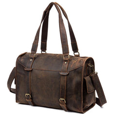 Cool Brown Leather 15 inches Weekender Bag Travel Shoulder Bags Duffle Luggage Handbags for Men