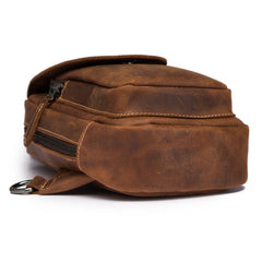 Vintage Leather Men's Chest Bag Sling Bag One Shoulder Backpack For Men - imessengerbags