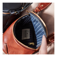 Fashion Brown Leather Mens Womens Bucket Side Bag Black Bucket Messenger Bag For Men and Women - imessengerbags