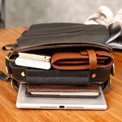Cool Coffee Small Leather Mens Side Bag Messenger Bag Shoulder Bag for Men