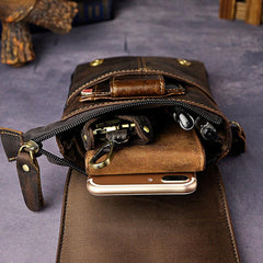 Mens Leather Small Side Bag COURIER BAGs Waist Pouch Holster Belt Case Belt Pouch for Men - imessengerbags