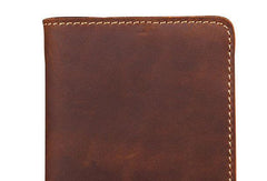 Handmade Genuine Leather Slim Wallet Bifold Long Wallet Passport Purse Bag For Mens - imessengerbags