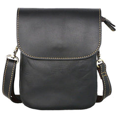Cool Black Leather Mens Small Vertical Courier Bag Brown Messenger Bags Blue Postman Bag For Men - imessengerbags