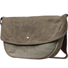 Canvas Mens Small Side Bags Green Canvas Saddle Messenger Bags Canvas Courier Bag for Men - imessengerbags