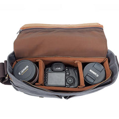 Canvas Leather Mens Waterproof 14'' Green CANON CAMERA Khaki Messenger Bag NIKON CAMERA Side BAG Gray DSLR CAMERA BAG