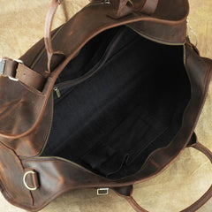 Vintage Leather Mens Dark Brown Large Weekender Bag Vintage Cool Travel Bag Duffle Bag for Men