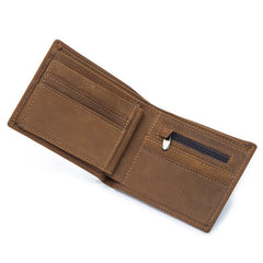 Vintage Leather Mens Slim Small Wallet billfold Bifold Wallet Front Pocket Wallet Driving License Wallet for Men - imessengerbags