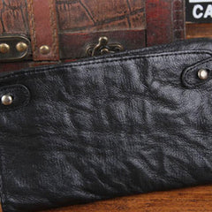 Handmade Leather Mens Cool Long Leather Wallet Bifold Clutch Wallet for Men - imessengerbags