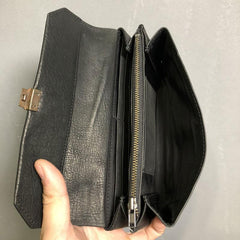 Handmade Genuine Leather Mens Cool Long Leather Wallet Phone Wallet Clutch Wallet for Men - imessengerbags