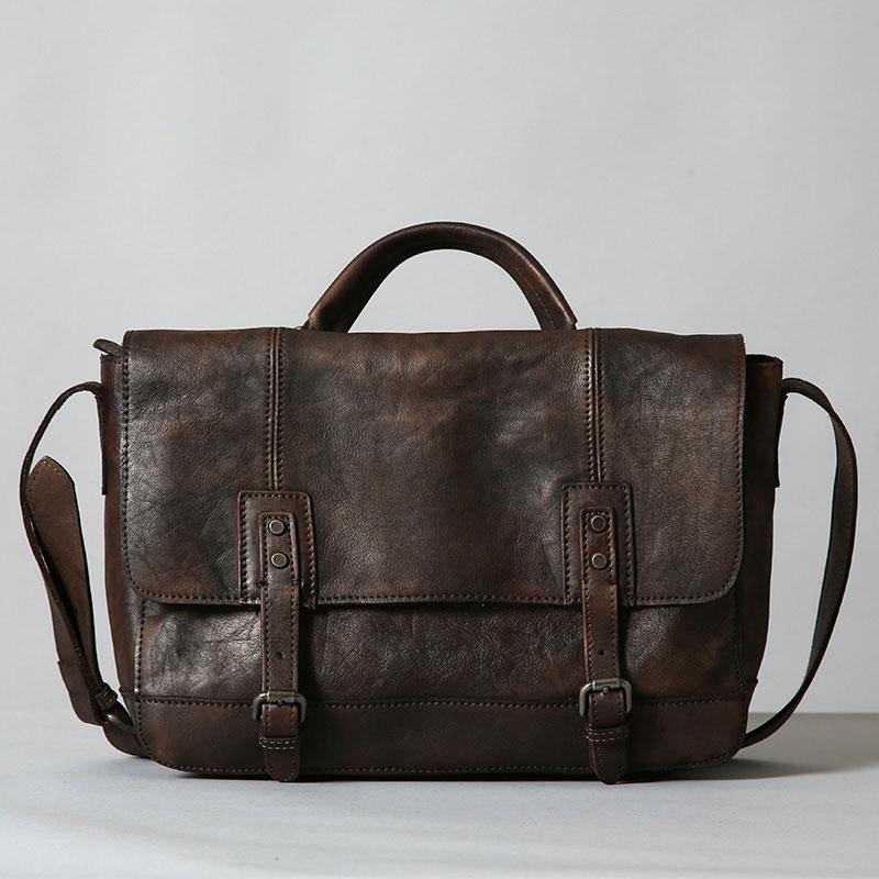 Handmade Leather Mens Cool Shoulder Bag Messenger Bag Chest Bag Bike Bag Cycling Bag for men