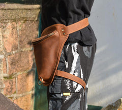 Cool Brown Leather Men's Belt Pouch Belt Bag Drop Leg Bag Waist Bag For Men - imessengerbags
