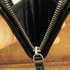 Genuine Leather Mens Cool Long Leather Wallet Zipper Clutch Wristlet Wallet for Men - imessengerbags