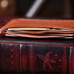 Handmade Mens Cool billfold Leather Wallet Men Small Card Slim Wallets Bifold for Men - imessengerbags