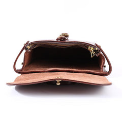 Casual Black Leather Mens Cool Square Side Bag Messenger Bag Vertical Brown Small Postman Courier Bag for Men - imessengerbags