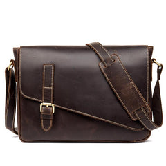 Cool Coffee Leather 13 inches Mens Small Postman Bag Messenger Bag Courier Bag for Men