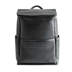 Black Fashion Mens Leather 15-inch Computer Backpacks Business Travel Backpacks College Backpack for men