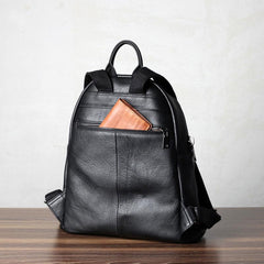 Genuine Leather Mens Cool Backpack Sling Bag Large Black Travel Bag Hiking Bag for men