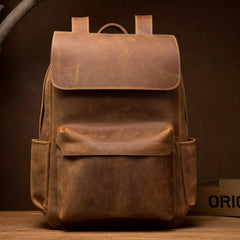 Brown Casual Mens Leather 15inches Computer Backpacks Black Travel Backpack College Backpacks for men - imessengerbags