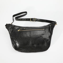 Fashion BLACK LEATHER MEN'S 12 INCHES Saddle Side Bag BLACK MESSENGER BAGs Courier BAG FOR MEN - imessengerbags
