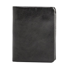Black Soft Leather Mens Small Wallet Multicard Wallet Bifold Vintage Ultra Thin billfold Wallet for Men - imessengerbags