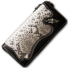 Handmade Leather Mens Chain Biker Wallet Cool Leather Wallet Long Clutch Wallets for Men