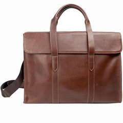 Vintage Black Mens Leather Briefcases Work Handbag Brown 14'' Computer Briefcases For Men - imessengerbags