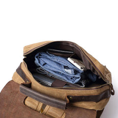 Mens Canvas Leather Backpack Canvas Travel Backpacks Canvas School Backpacks for Men