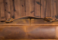 Cool Leather Mens Briefcase Business Briefcase Vintage Shoulder Bag HandBags for men