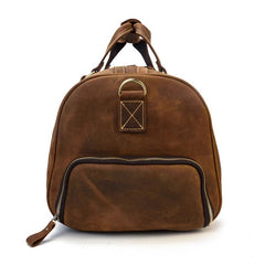 Cool Brown Leather Men's Overnight Bag Large Travel Bag Duffel Bag Weekender Bag For Men