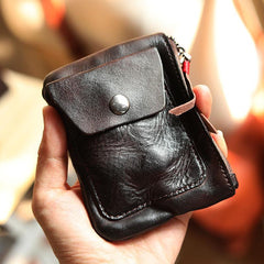 Cool Brown Leather Mens Card billfold Wallet Coin Holder Black Change Pouch For Men