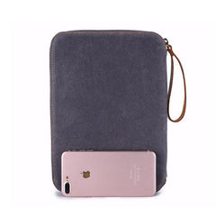 Cool Waxed Canvas Leather Mens Wristlet Bag Work Clutch Zipper Bag for Men