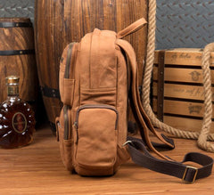 Brown Casual Leather Mens 13 inches Travel Backpacks Computer Backpack for Men - imessengerbags