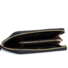 Handmade Leather Carp Mens Chain Zipper Biker Wallet Cool Leather Wallet Long Phone Wallets for Men