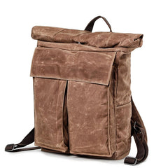 Cool Waxed Canvas Mens Waterproof 15.6'' Travel Backpack Hiking Backpack for Men - imessengerbags