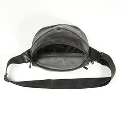 Black Handmade Leather Men Fanny Pack Small Waist Bag Hip Pack Coffee Belt Bag Bumbag for Men