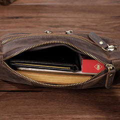 COOL Dark Brown LEATHER MENS FANNY PACK BUMBAG WAIST BAG FOR MEN - imessengerbags