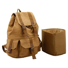 Khaki CANVAS WATERPROOF Womens 15'' MENS BACKPACK LARGE School Backpack Hiking Backpack FOR MEN - imessengerbags