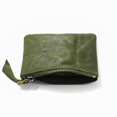 Leather Mens Zipper Front Pocket Wallet Small Wallet Card Wallet Change Wallet for Men