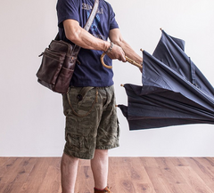 Genuine Leather Mens Cool Messenger Bag Square Bag Chest Bag Bike Bag Cycling Bag for men - imessengerbags