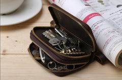 Handmade Leather Mens Cool Key Wallet Car Key Holder Case Slim Card Coin Wallet for Men - imessengerbags