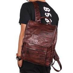 Handmade Cool Leather Men's Backpack Travel Backpack 14inch Computer Backpack For Men - imessengerbags